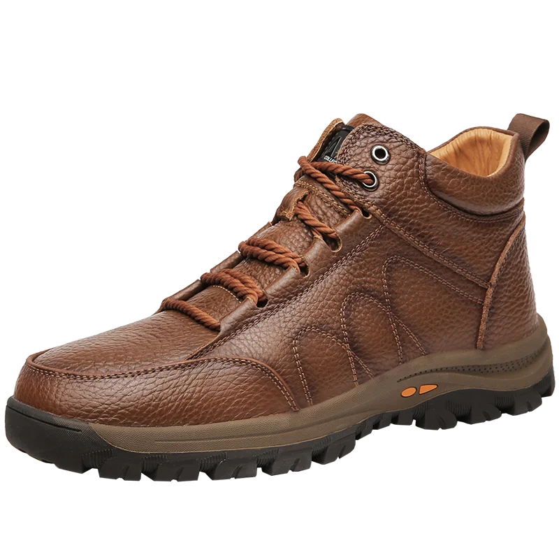 Factory Supply Climbing Boot Anti Slip Outdoor Mid-top Thermal Winter Waterproof Genuine Leather Shoes Snow Boots Hiking Boots