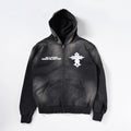 High Quality Vintage Sun Bleached Cropped Hoodie Men Black Terry Distressed Towel Embroidery Acid Wash Sun Faded Zip up Hoodies