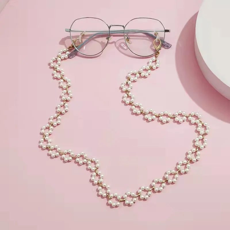 Pearl Flower Shape Metal Neck Cord Rope String Hold Optical Glasses Neoprene Chain Strap Thread Line Newset Sunglasses Cord