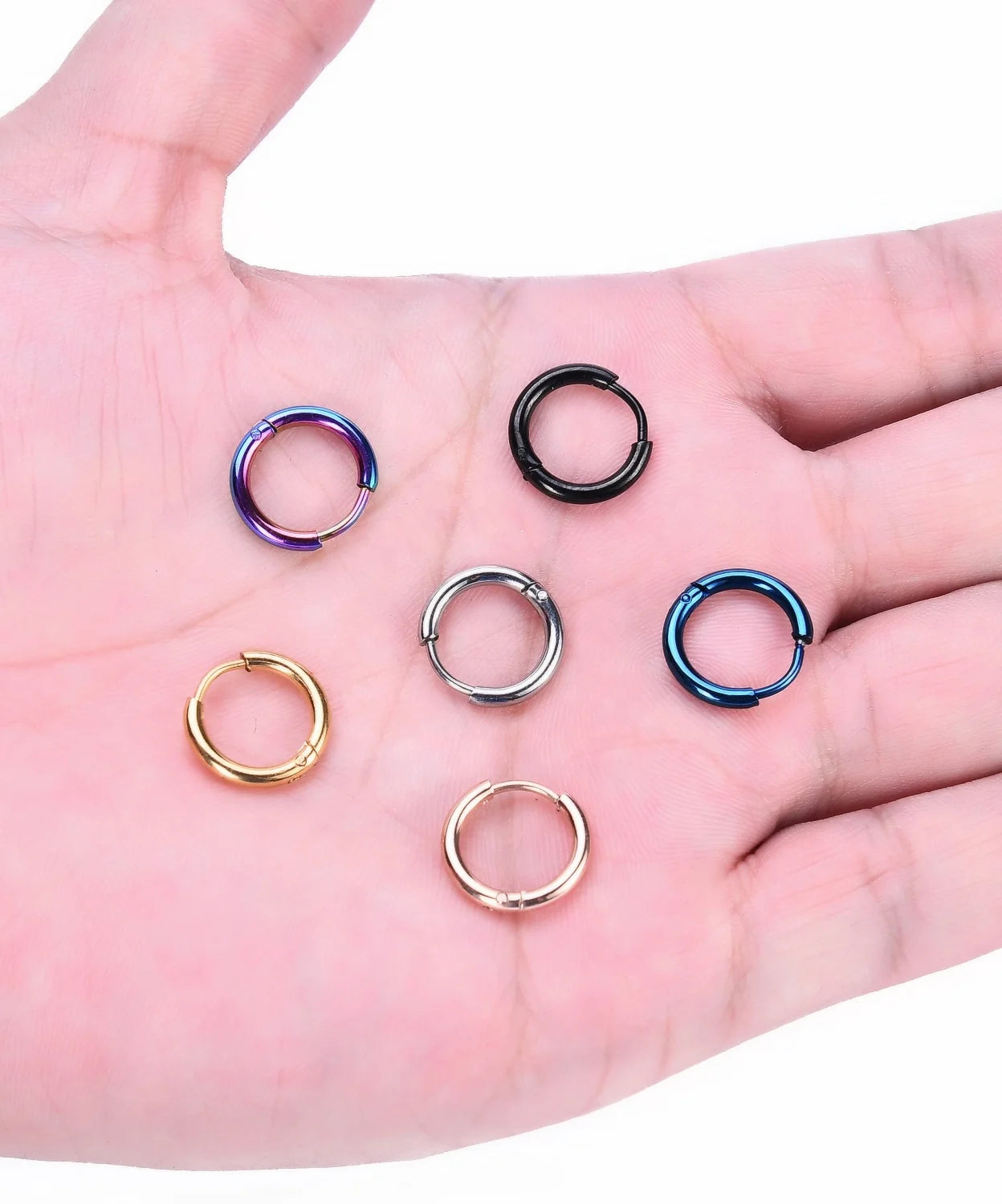 Stainless Steel Stud Earring Barbell Mixed Colors Cartilage Helix Ear Piercing Plugs Tunnel Nose Ring for Women and Men
