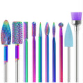 Safety Rainbow Sanding Cleaner Gel Nail Remover Portable Tungsten Carbide Diamond Nail Drill Bits Set