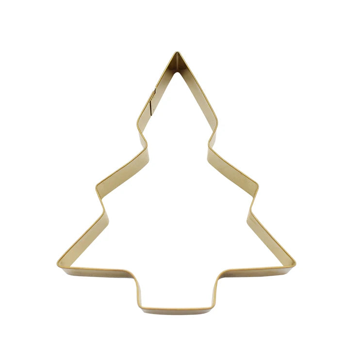 Stainless Steel Eco-Friendly Christmas Tree Shape Cookie Cutters Set Gold Plated Kitchen Baking Accessories Dishwasher Microwave