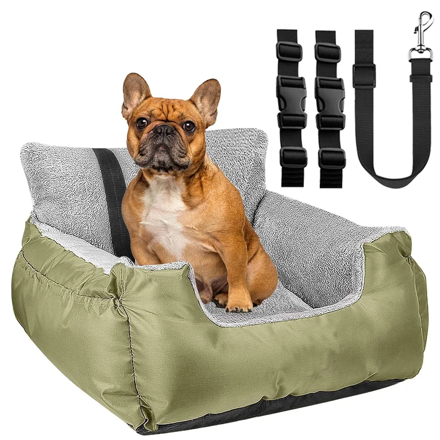 Waterproof Dog Car Seat for Small Dog Puppy Pet Booster Seats Fully Detachable and Washable Dog Bed Clip-On Safety Leash