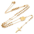 SSeeSY Custom Fashion Jewelry Mens Gold Plated Stainless Steel Christian Rosary Jesus Cross Pendant Necklace for Men