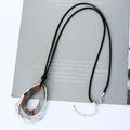 TongLing Necklace Fashion Irregular Geometric Alloy Round Pendant Women's Black Strand Sweater Necklace