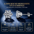 Fast Shipping Classic 925 Sterling Silver 6.5mm 1ct VVS Moissanite Minimalist Women's Stud Earrings Jewelry