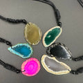 Natural Agate Crystal 2023 Green Blue Yellow Rose pink  Cave Gemstone Pendants Necklace Irregular Necklace Pendant for Women