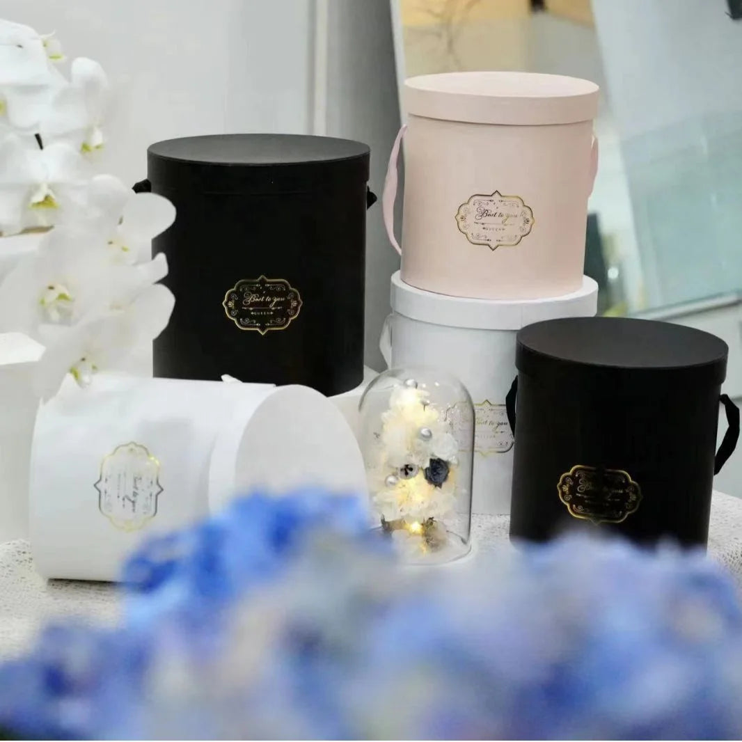 TC Wholesale Paper Packaging Cylinder Gift Boxes Mothers Valentines Day Rose Flowers Bouquets Packing Box 3 Round Flower Box