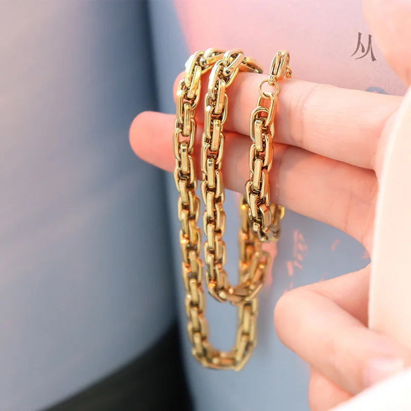 Fashion YuJin Latest New Design Stainless Steel 18K Gold Plated 6mm Round Box Chain Necklace