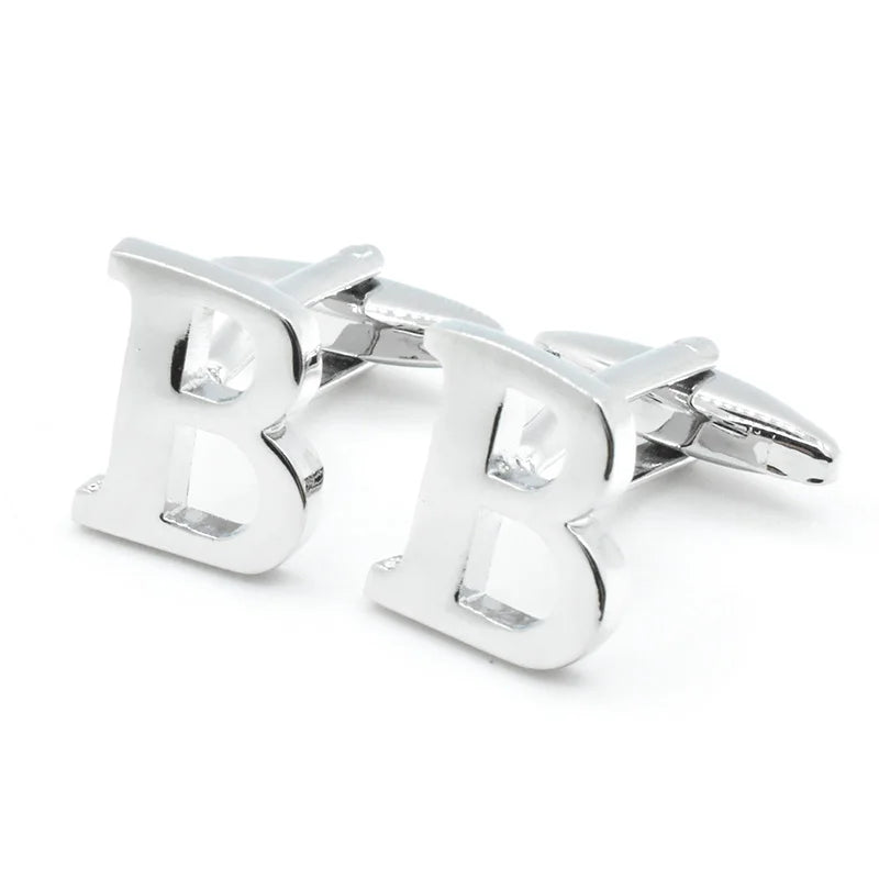 Hot Sale Alphabet Letter B Cuff Links Formal Dress Suit Shirt Wedding Business Tuxedo Accessory Sleeve Button Initial Cufflinks
