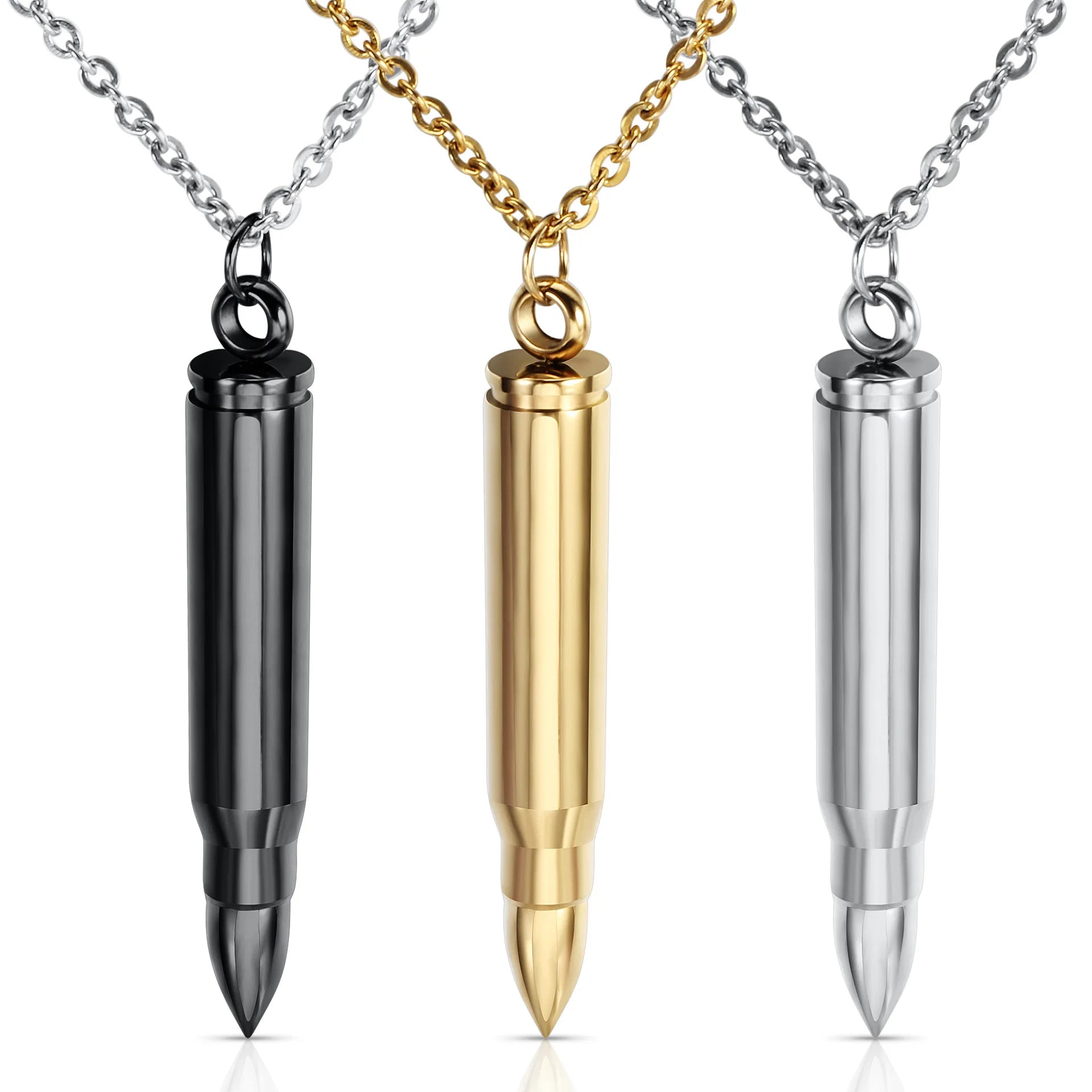 Zhongzhe Jewelry Bullet Pendant for Men Necklace Custom Stainless Steel Vintage Three Color Stylish Male Jewelry