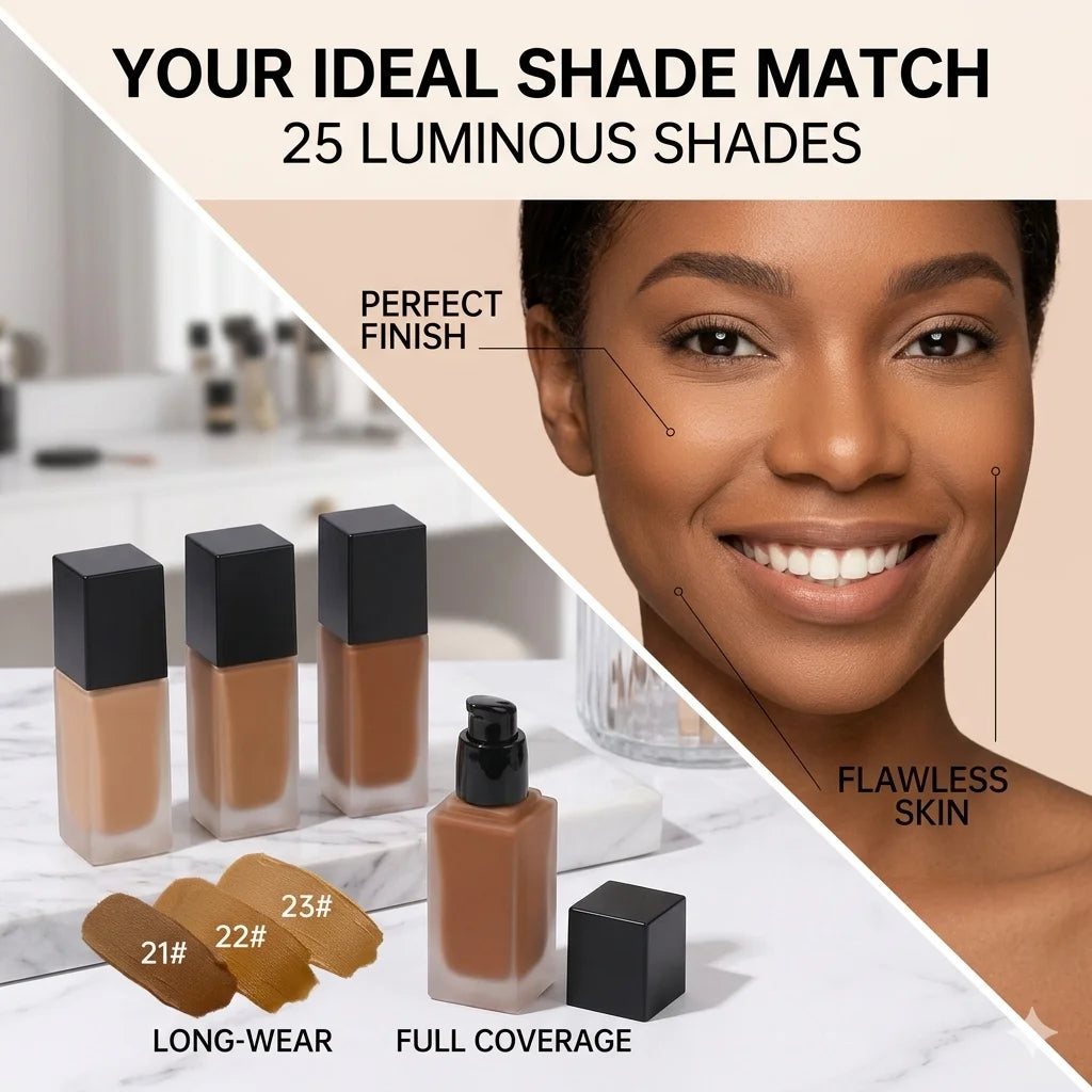 Custom Your Logo 25 Colors Makeup Foundation Waterproof Private Label Full Coverage Oil Free Liquid Matte Fit Me Foundation