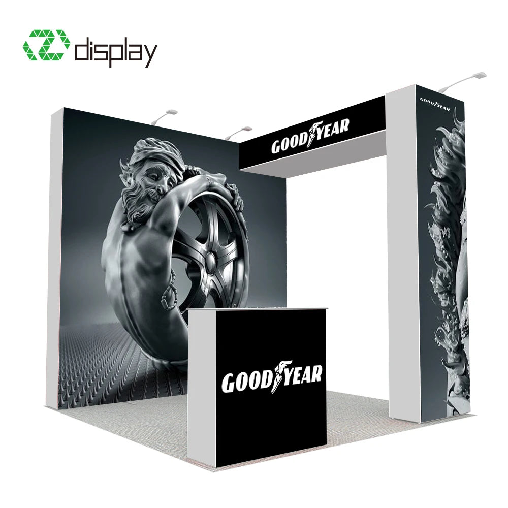 10x10ft Trade Show Folding Aluminum Exhibition Stand with Dye Sublimation Printing Easy Assembly & Full Color with Arch MegaBDM