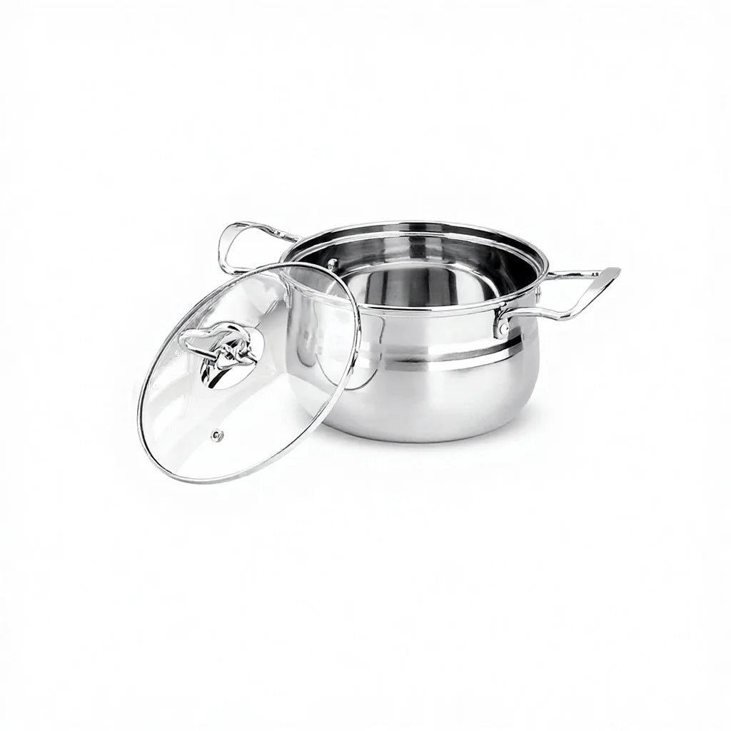 Modern Design 6-Piece Eco-Friendly Non-Stick Cookware Set Stainless Steel Pot Glass Bottom Spiral Metal Dish Direct Factory
