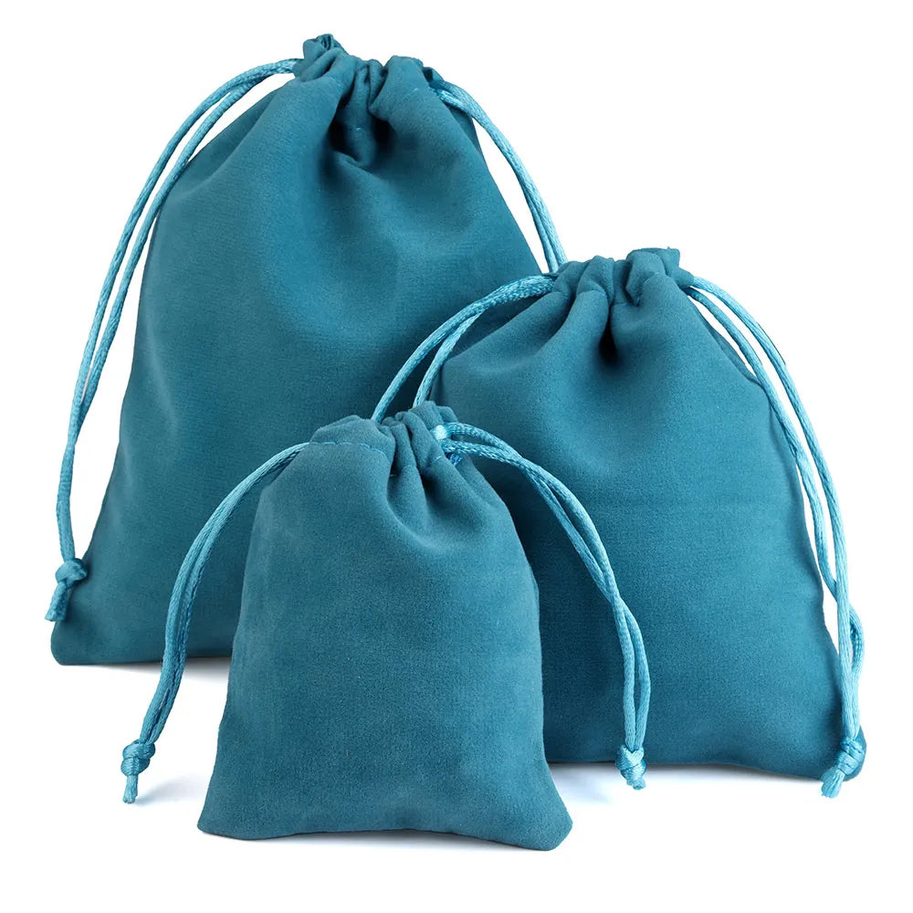 7x9cm Custom Logo Short Plush Cotton Velvet Jewelry Bag Gift Packaging Drawstring Pouch