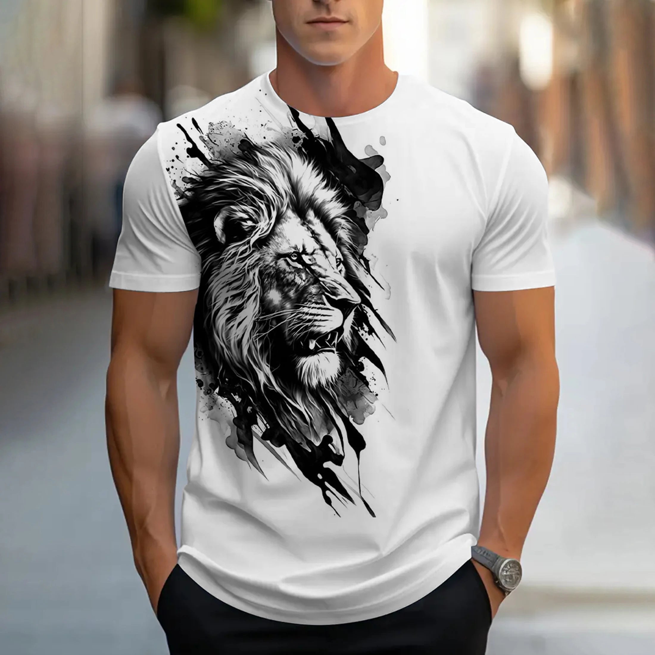 Professional China Manufacture's Popular Men's Graphic Knitted T-Shirt Digital Printing Method Model Number Printed T-Shirts