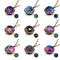 2023 Fashion  Necklace Universe Planet Glass Luminous Double-sided Retro Pendant Necklace for Women Men