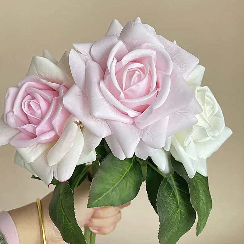 A-1654 Wholesale Bulk Single Artificial Red Rose Flower Fake Silk pink White Real Touch Roses for Wedding Centerpieces Decor