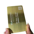 Luxury Metal Business Card Gold with Qr Code Laser Engraved Brush Finish Metal Gold Business Card