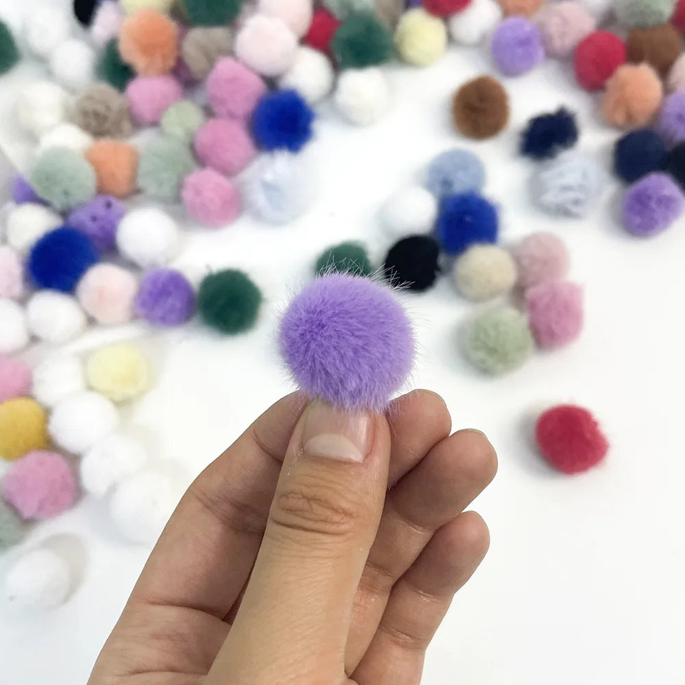 Colorful Custom Faux Mink Fur Pompoms Mixed Colors 2-3cm Tiny Fur Pom Poms for Jewelry