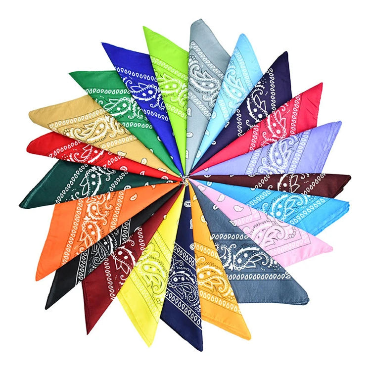 New Arrival Custom Square Design Printed Ladies Men's Paisley Turban Bandanas Seamless Polyester Hip Hop Style for Outdoor Use