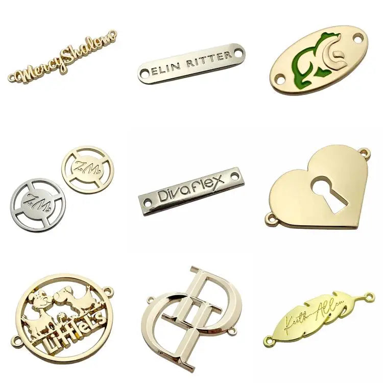 Hollowed Out Customized Branded logo Tags Accessories Metal Plates for Bag
