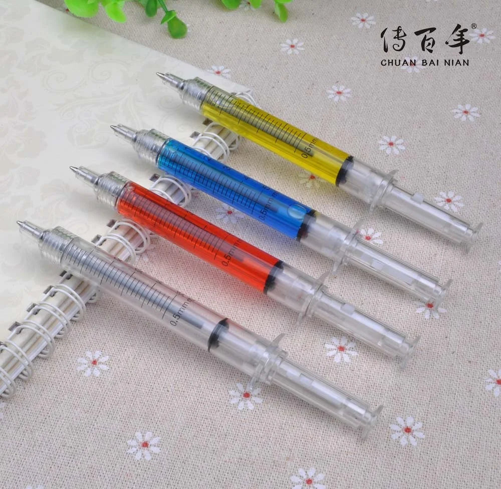 Hot Sales Cheap Advertising Plastic Syringe Shaped Ballpoint Pen with Custom Logo Multi-Color Options for CENTURY Brand
