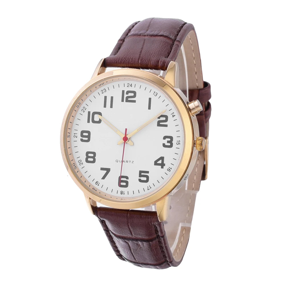 Real Human American English Accent Talking Watch for Seniors Men Talking Louder Analogue Watch With Date Visually Impaired
