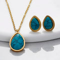 Stainless Steel Jewelry Set Drops Natural Turquoise Earrings Necklace Jewelry Set Women's Jewelry Gift