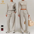4Pcs Sweatsuit Long Sleeve Hooded Matching Women Hoodies Gym Fitness Joggers Sweatpants Active Tracksuit Suits Sets