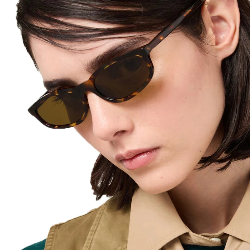 ADE WU KDD4492 Custom Small Cat Eye Retro Sunglasses Ladies Vintage Brown Lenses Oval Sun Glasses Leopard Frames Optical Glasses