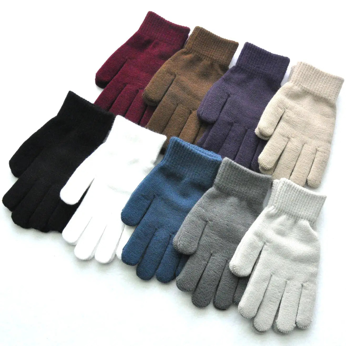 BESTELLA Winter Knitted Polyester Outdoor Plain Gloves Warm Solid Color Daily Sports for Men Women Wholesale