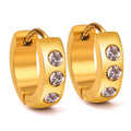 Ason Fashion  Personalized Stainless Steel Inner Ring with Zircon Earrings Women Hoop Earrings