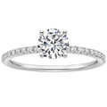 Simple Jewelry Silver Plated Bling Bling Geometric Ring 4 Claw Setting Cubic Zirconia CZ Round Engagement Ring for Gift