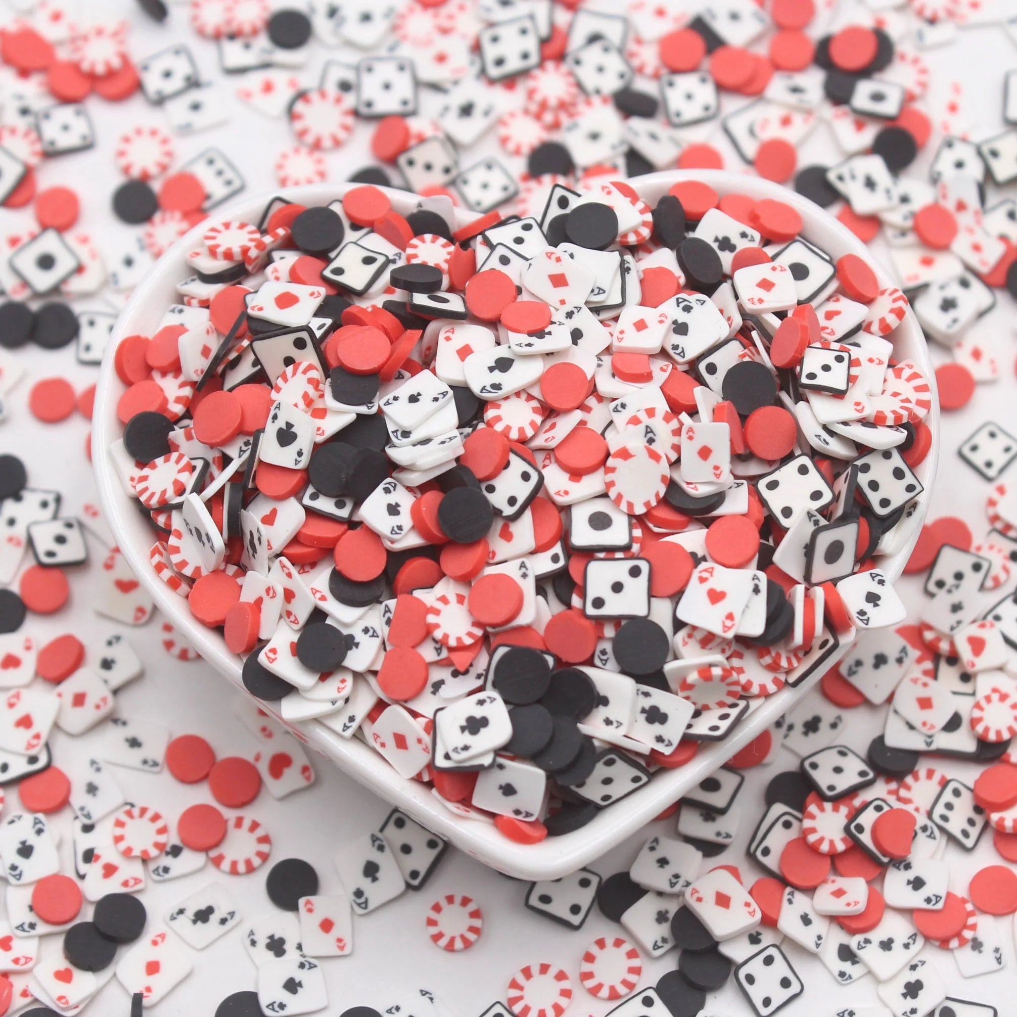 1KG Black Candy Faux Clay 5mm Slices Sprinkles Slime Supplies Playing Card Dice Figurine Craft Decorative Purposes Non-toxic Art