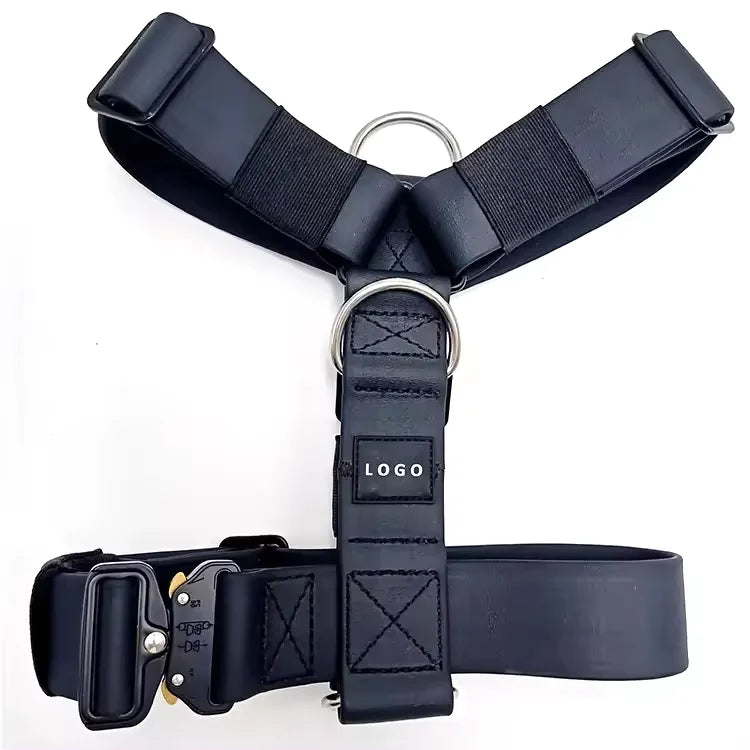 Manufacturers Luxury Tactical Heavy Duty Large Swivel Iron Carabiners Buckle Closure Custom Logo PVC Personalized Dog Harness