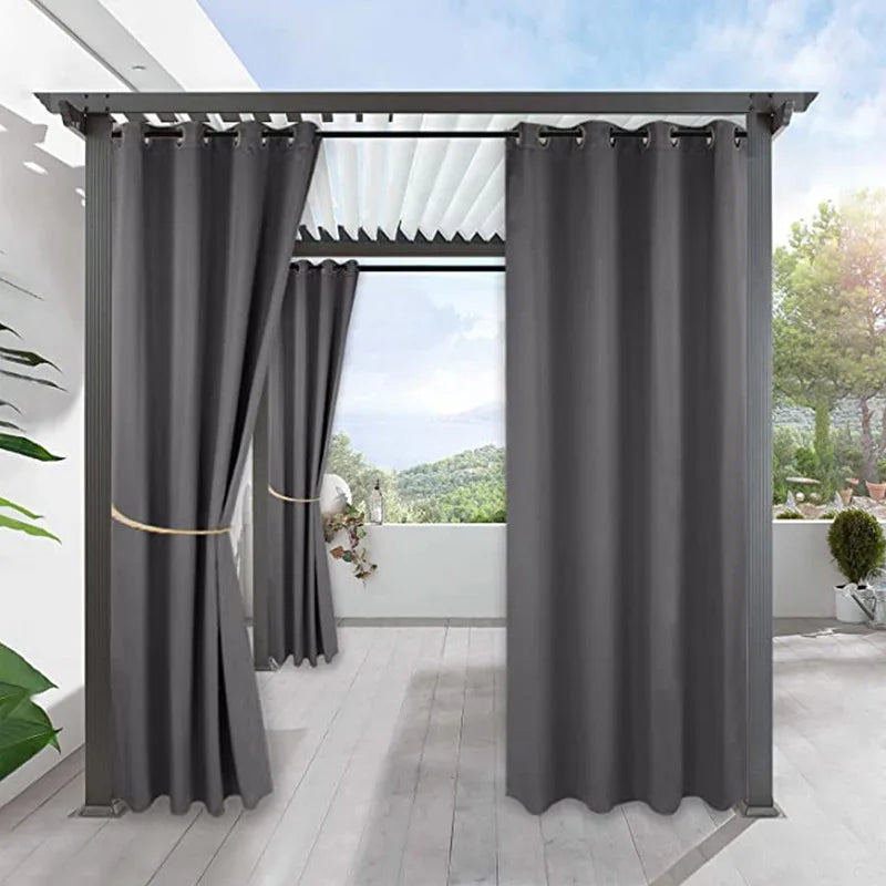 Amity Pavilion Outdoor Grommet Blackout Curtains Thickened Waterproof Satin Fabric Outdoor Terrace Curtain MegaBDM