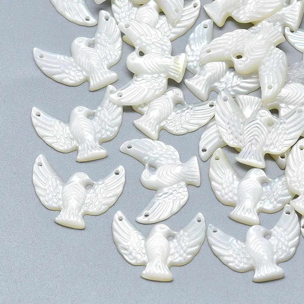 PandaHall Vintage Carved Eagle Charms Natural White Shell Mother of Pearl Stylish Retro Carving Design
