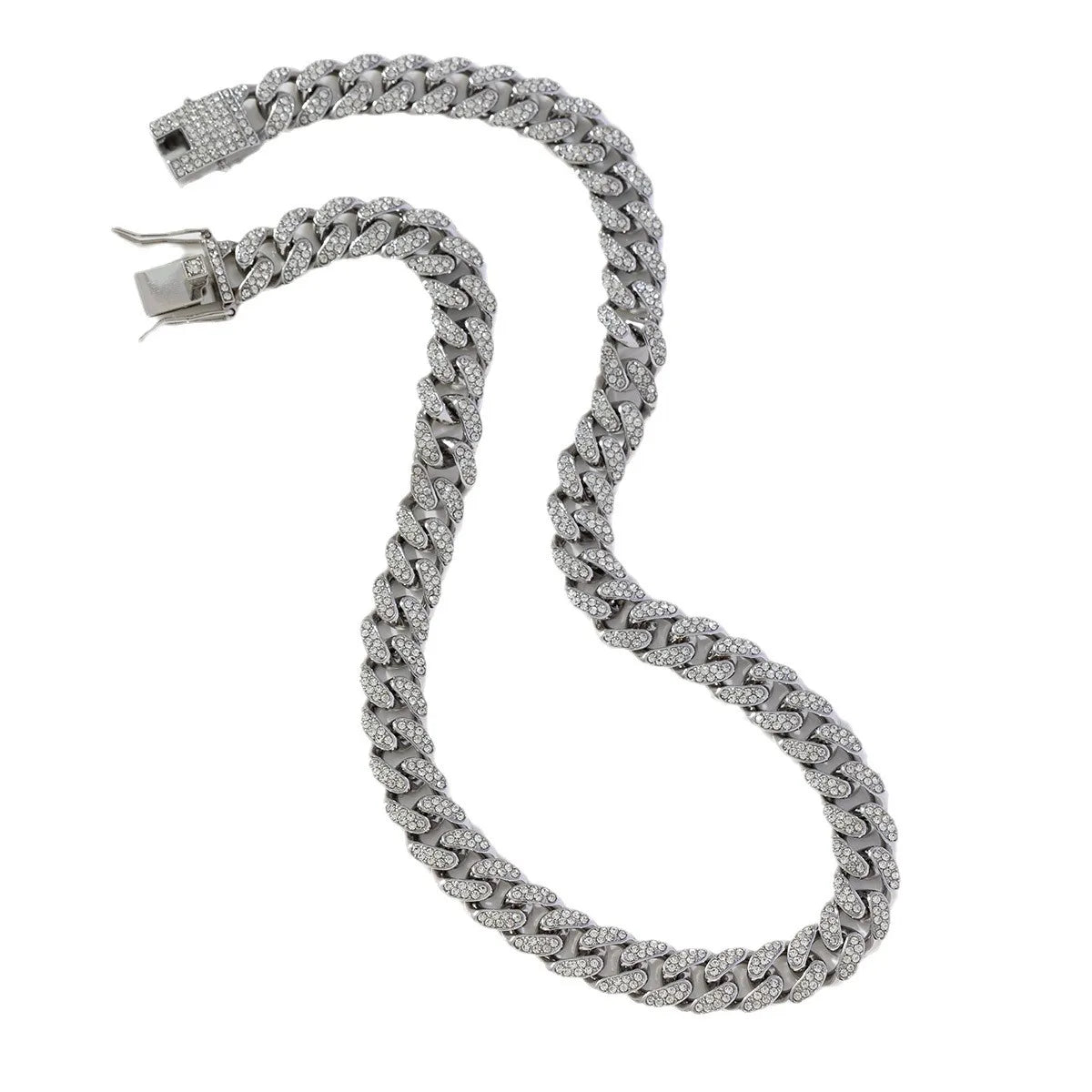 Wholesale Chunky 18k Gold Plated Stainless Steel Cuban Chain Necklace Full Diamond 14mm Set Rap Hip Hop Chunky Necklace for Men