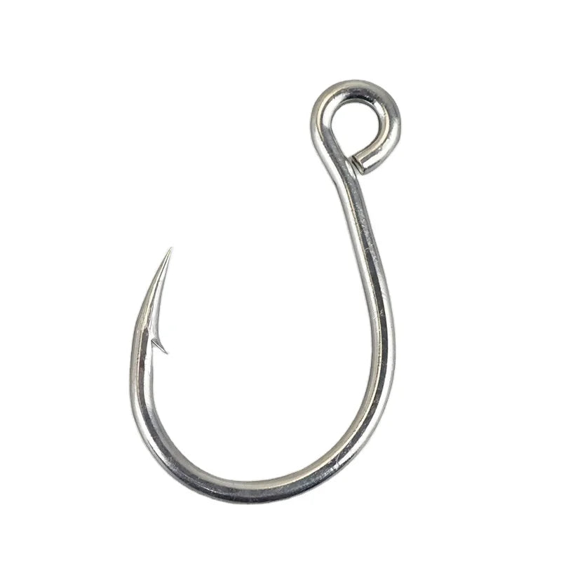 DORISEA High Carbon Steel Tin-Plated Big Eye Slow Jigging Single Assist Circle Fishing Hook for Carp Bass Trout Marlin