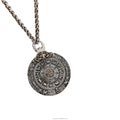 Certified S925 Sterling Silver Solid Round Pendant With Auspicious of the Nine Palaces With Bronze Antique Pendant