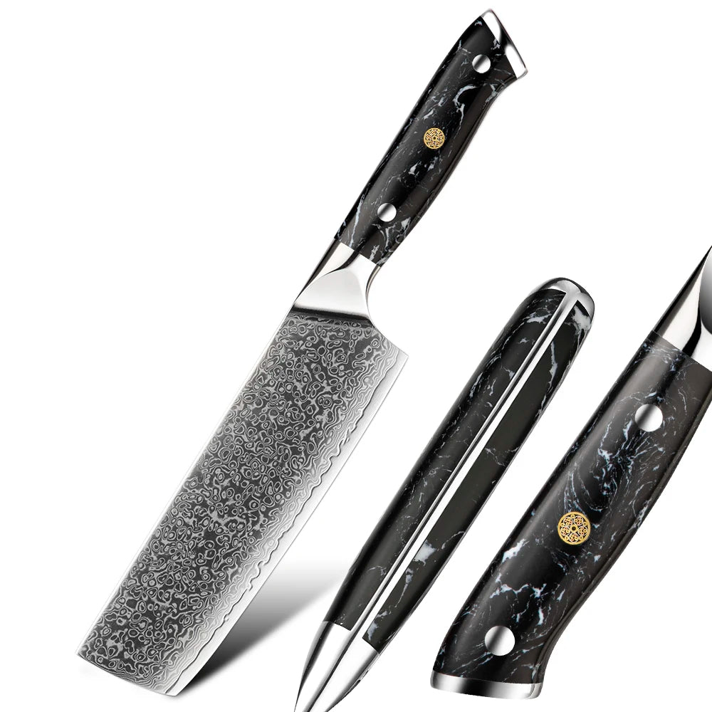 Professional High-Carbon Kitchen Nakiri Knife 67 Layers Damascus Japanese Unparalleled Razor Sharpness