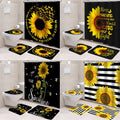 Sunflower Butterfly Print Shower Curtain Beautiful Flowers 3d Print Toilet Cover Bath Mat Non-Slip Rug Set Bathroom Curtain/