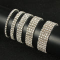 1-5 Rows Silver Color Rhinestone Diamond Tennis s Bangles Wedding Bridal Stretch