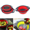Collapsible Colander Set Silicone Folding Strainers Space Saving Kitchen BPA Free Dishwasher Safe Oven Safe Eco-Friendly Pasta