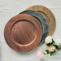 Multicolor Double Plating Safe Material Round Wood Grain Pattern Platters Wholesale Gifts Fruit Bowl Decorative Charger Plates