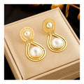 New Luxury Non Tarnish 18k Gold Plated Stainless Steel Waterdrop Pearl Earrings for Women Jewelry