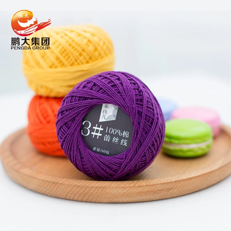 Stock Lot Bulk Dyed Mercerised Tape Crochet Thread Cotton Lace Yarn Hand Knitting for Sale