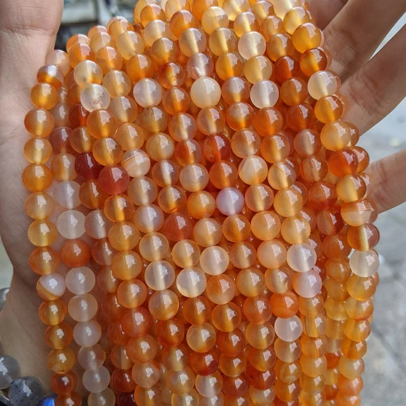 Factory Sale Wholesale Natural Reg Agate Stone Loose Beads Gemstone Cernelian DIY Bracelet and Necklace