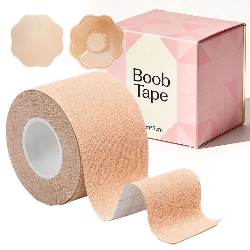 Waterproof Sticky Boob Breast Lift Tape and Nipple Pasties Boob Tape Adhesive Bra Tape for Night Dress